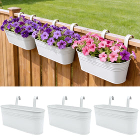 SYITCUN 16-inch railing planter on balcony railing for easy rent-friendly setup