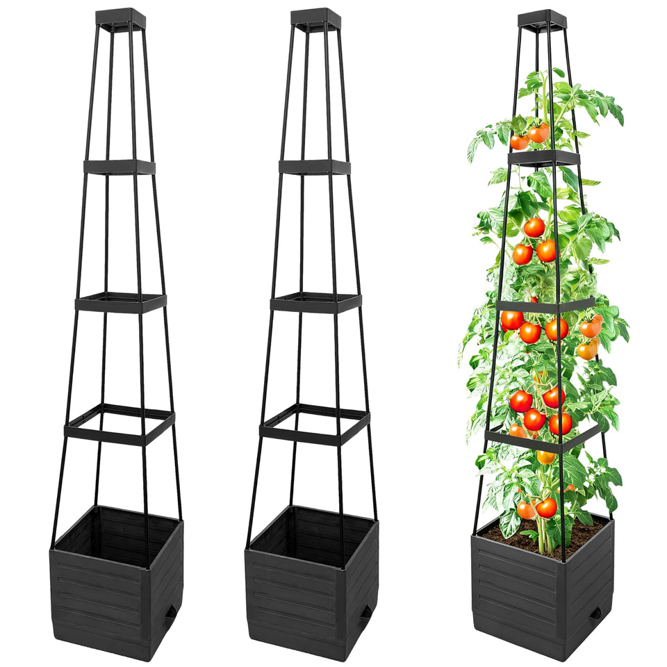 SYITCUN tomato planter with trellis on balcony for easy vertical gardening