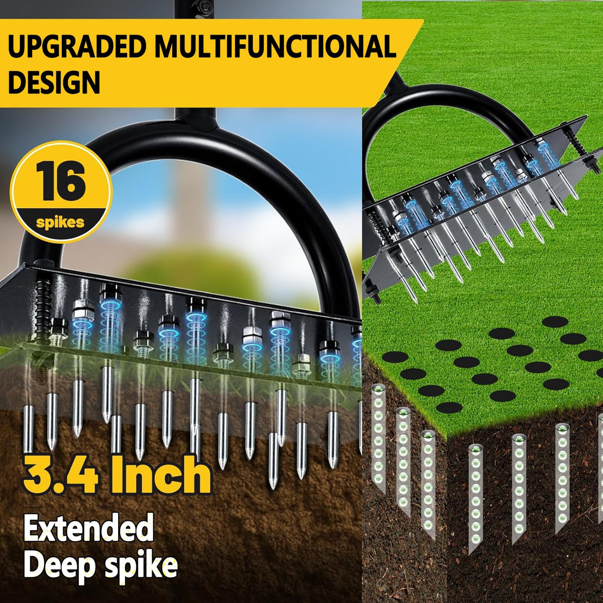 sykart aerator spring-loaded design minimizes post-use cleanup