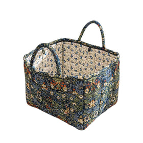 Sylet quilted storage basket with olive floral front pocket for easy home organization