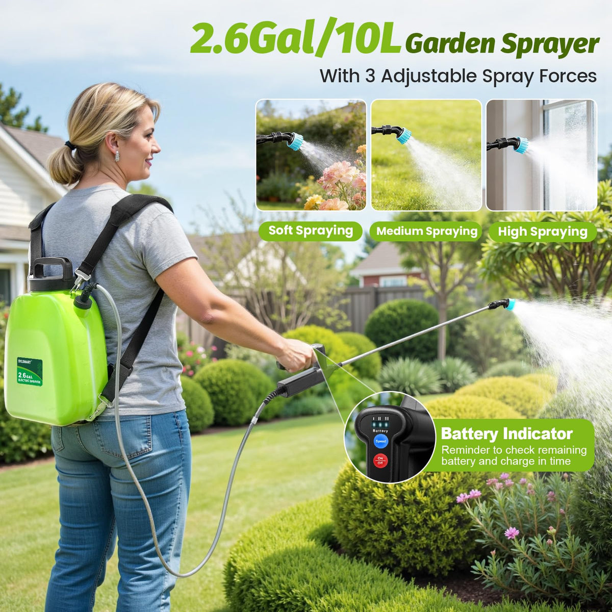 Sylsmart 41-inch telescopic wand extends reach for tall shrubs and hard-to-reach beds.