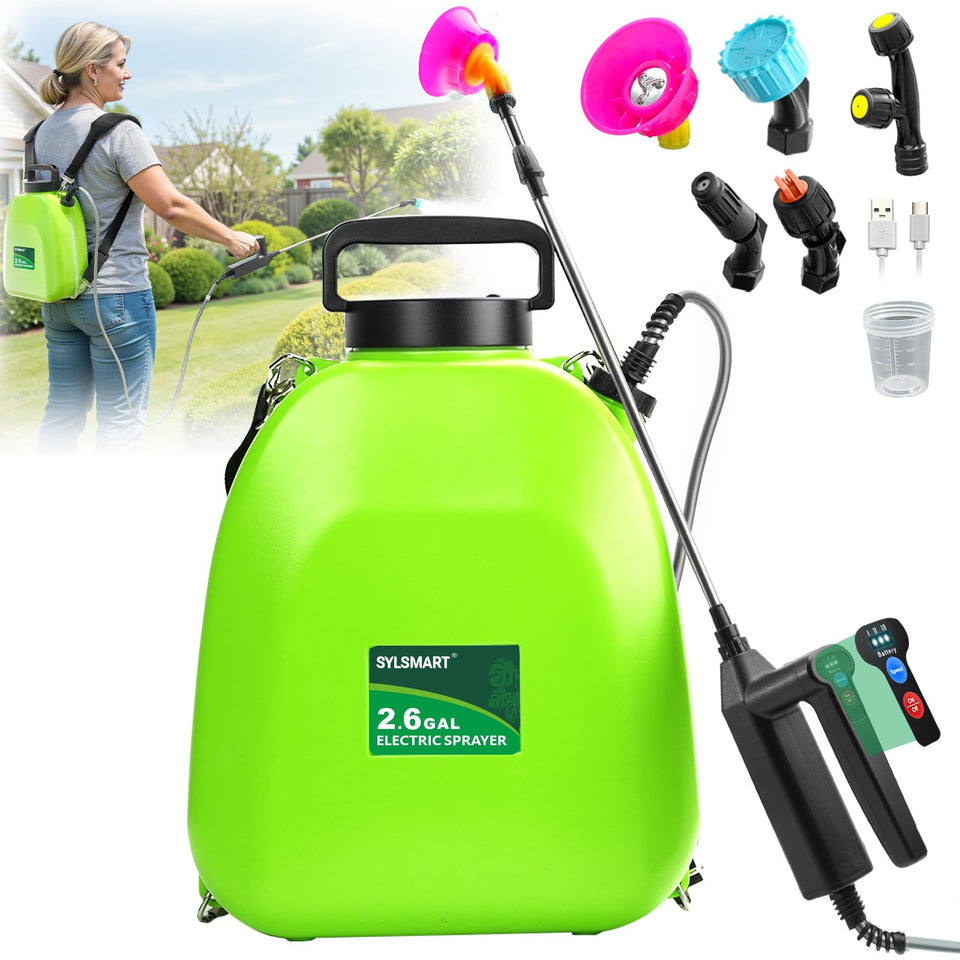 Sylsmart battery backpack sprayer setup for effortless yard coverage and quick start.