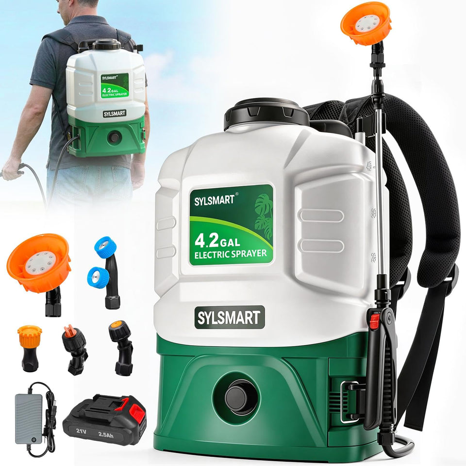Sylsmart battery-powered backpack sprayer ready for professional lawn care tasks