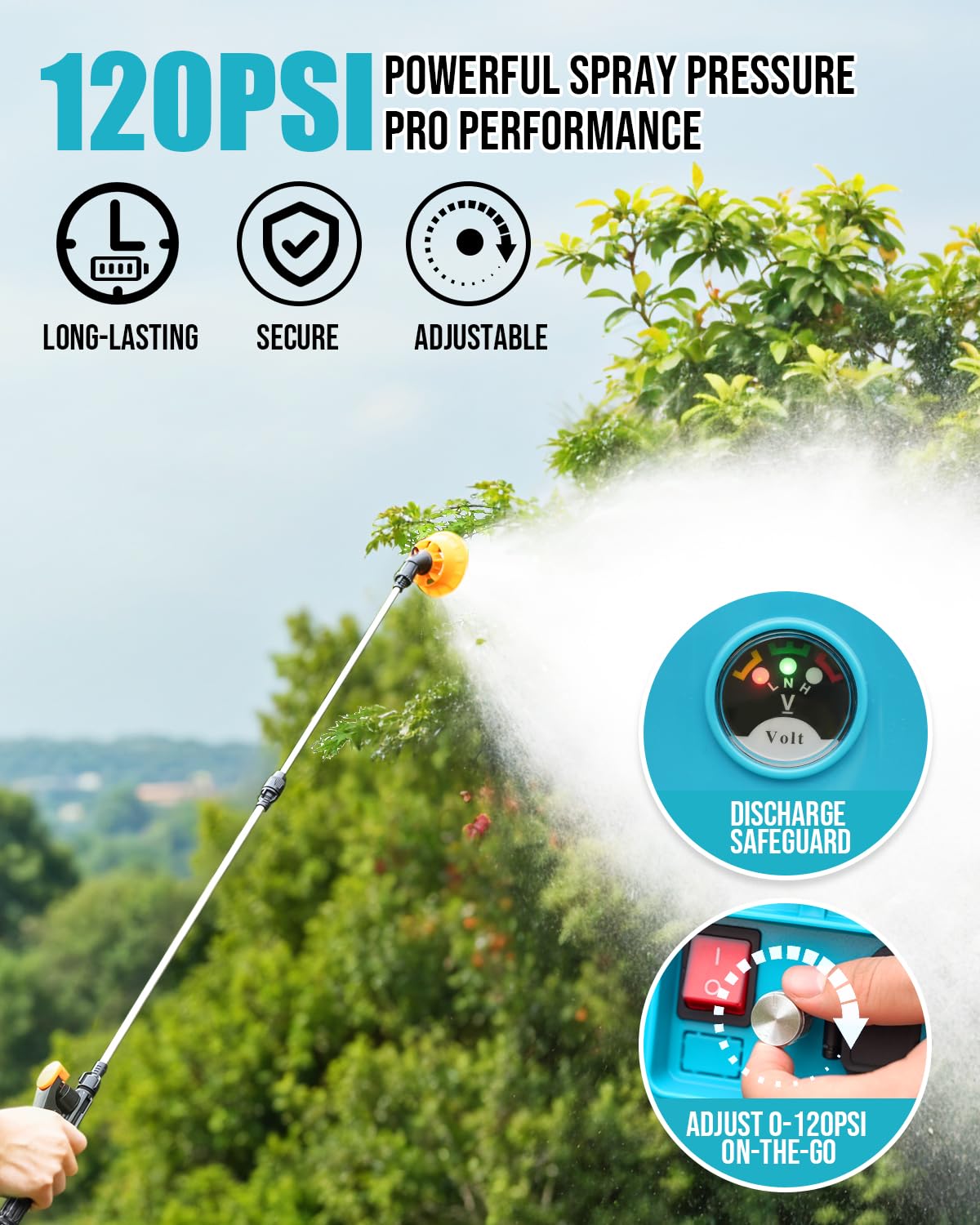 Sylsmart backpack sprayer, side view, ergonomic straps for comfortable all-day use.