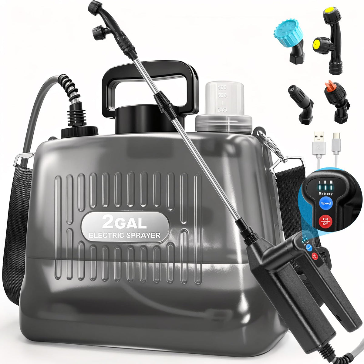 Sylsmart battery powered sprayer with a full tank for ready lawn applications.