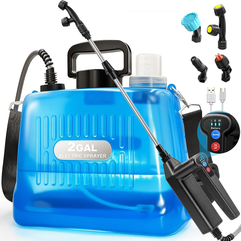 Sylsmart battery-powered sprayer 2-gallon tank view for easy monitoring during garden tasks.