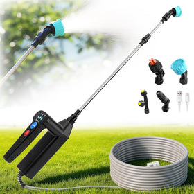 Sylsmart battery-powered sprayer wand with 32.8ft hose extends reach for lawn care