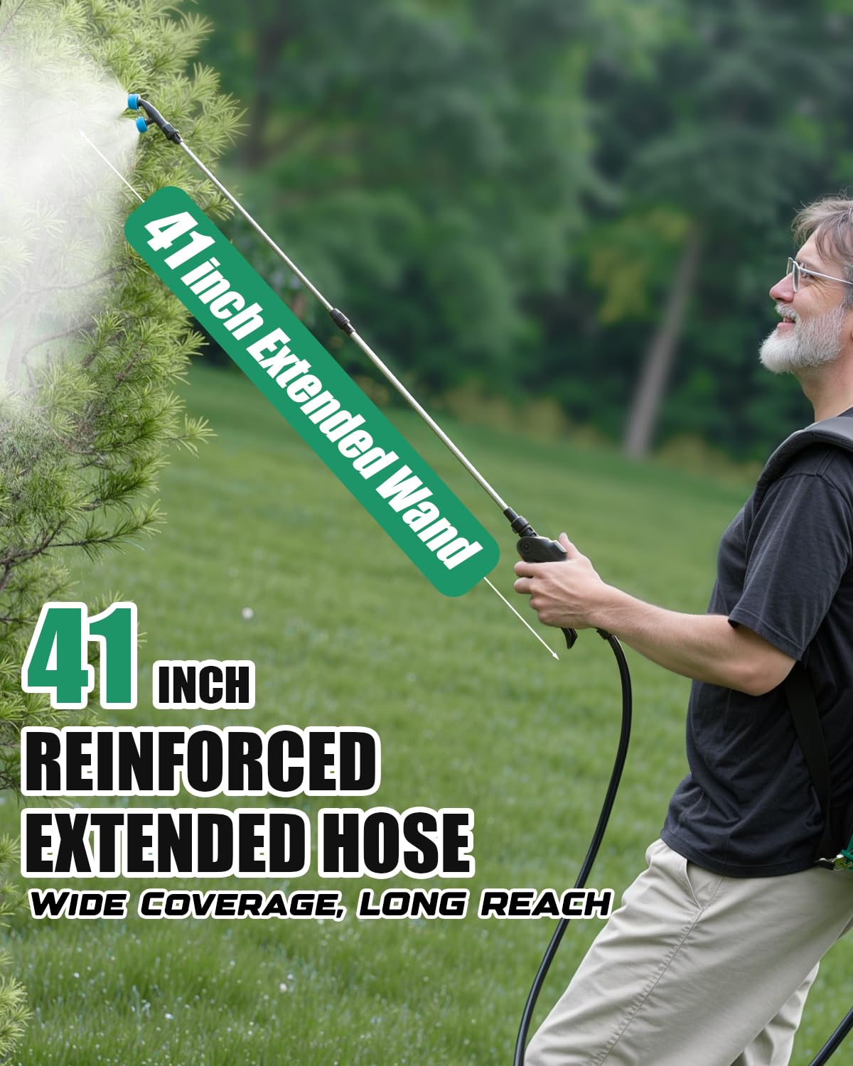 Ergonomic backrest and wide straps provide all-day comfort for long spraying sessions