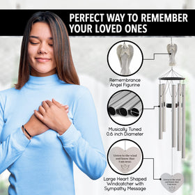 SYMPATHY HEARTS weather-resistant metal chimes for enduring outdoor use.