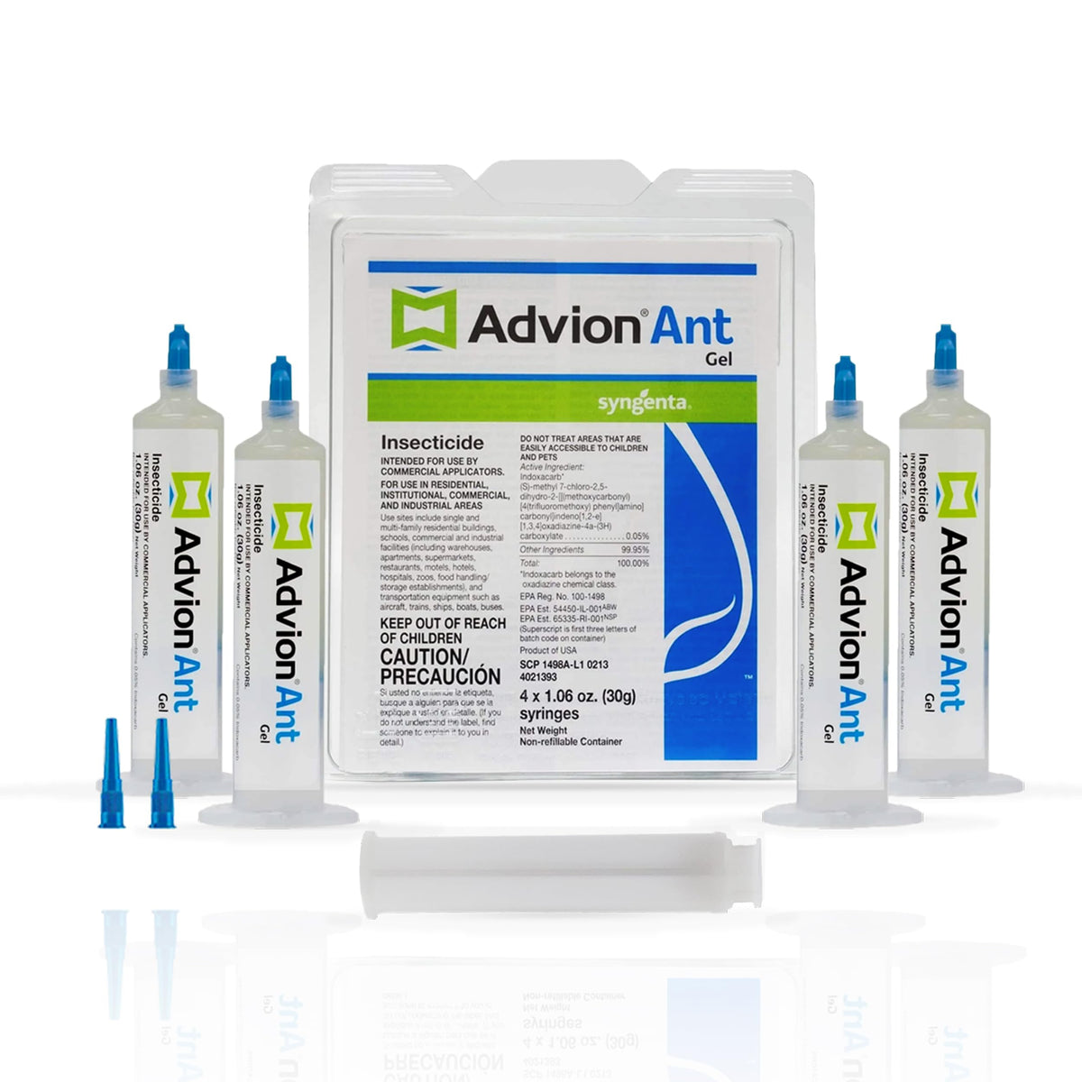 Syngenta Advion Ant Gel packaging with 30 g syringes, convenient for storage.