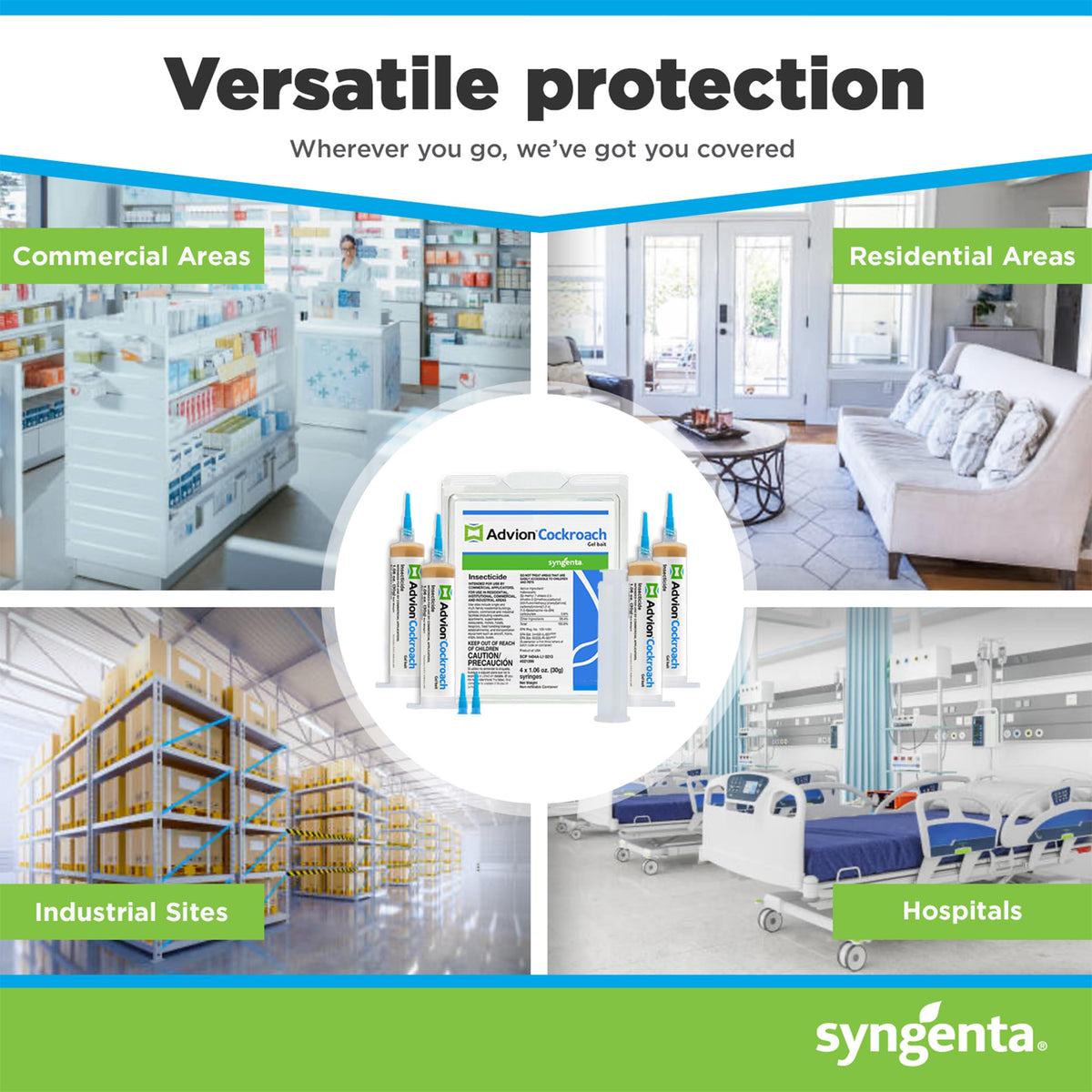 Syngenta Advion packaging includes a plunger and tips for easy placement.