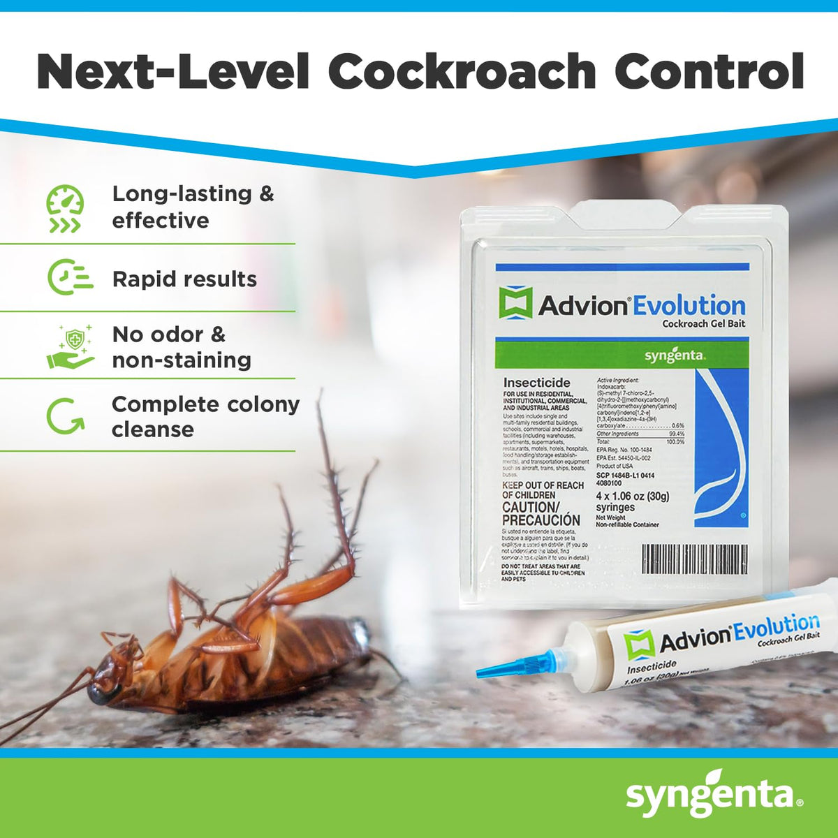 Advion Evolution plunger enables clean, precise gel application.