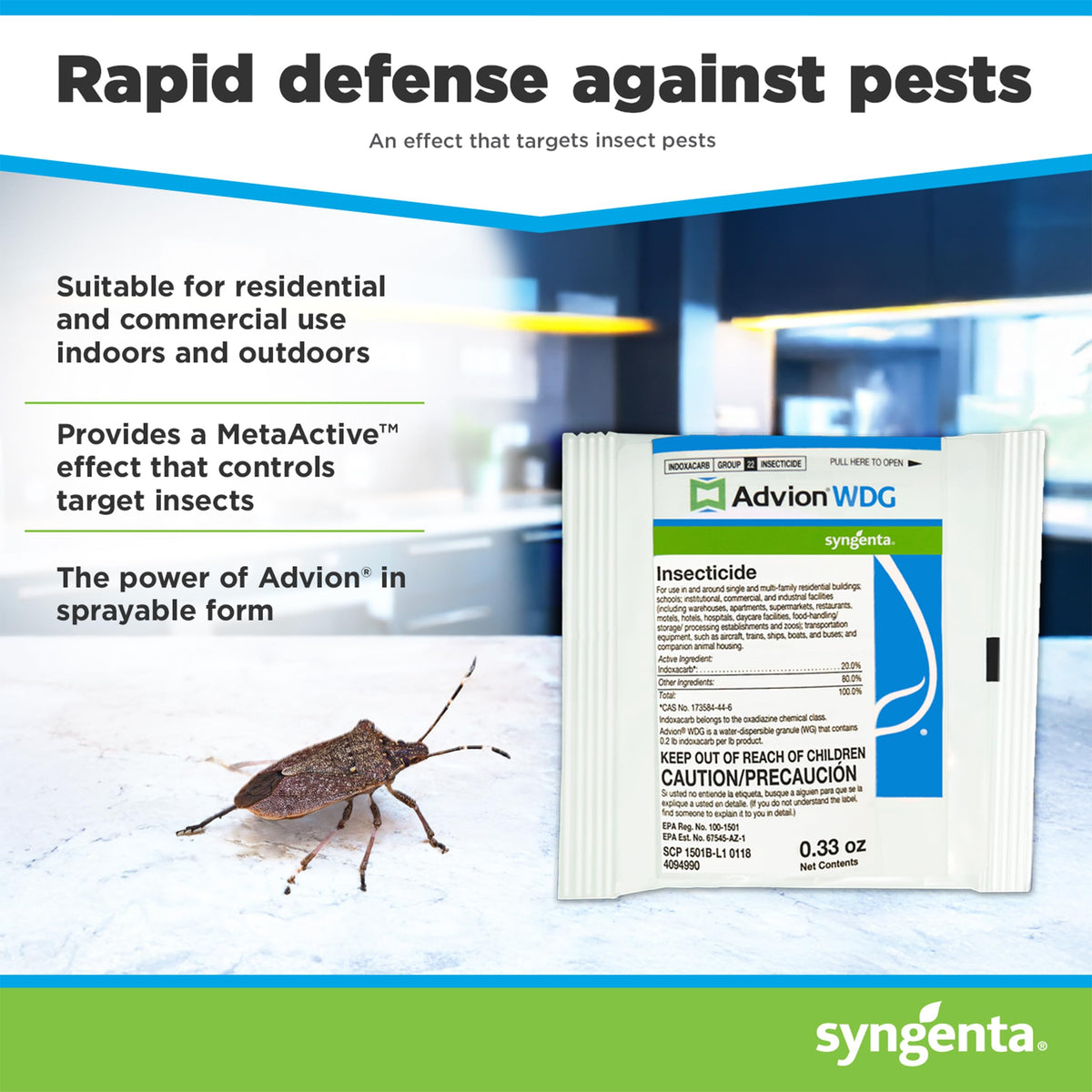 Syngenta Advion WDG foam spray in action for indoor and outdoor use
