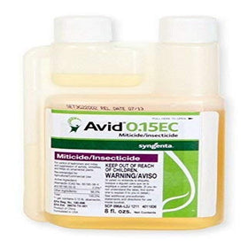 Syngenta Avid 0.15EC bottle image showing easy-to-use miticide for ornamentals