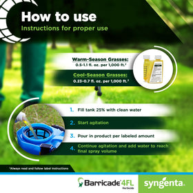 Syngenta Barricade 4FL application on turf for season-long weed prevention.