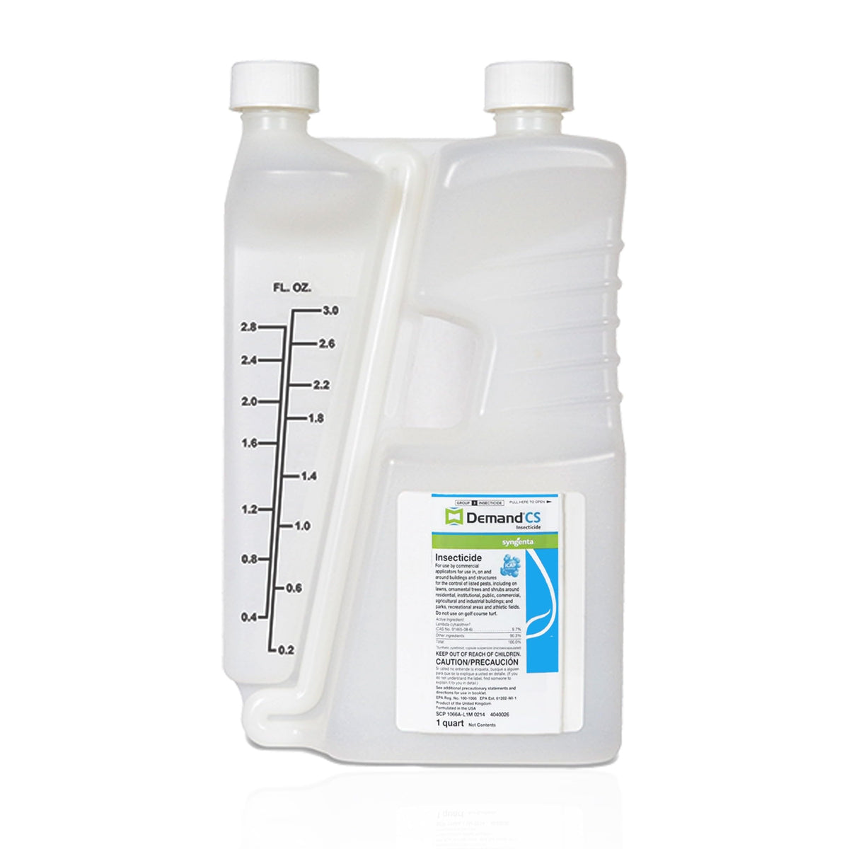 Syngenta Demand CS bottle and sprayer for easy indoor and outdoor pest control.