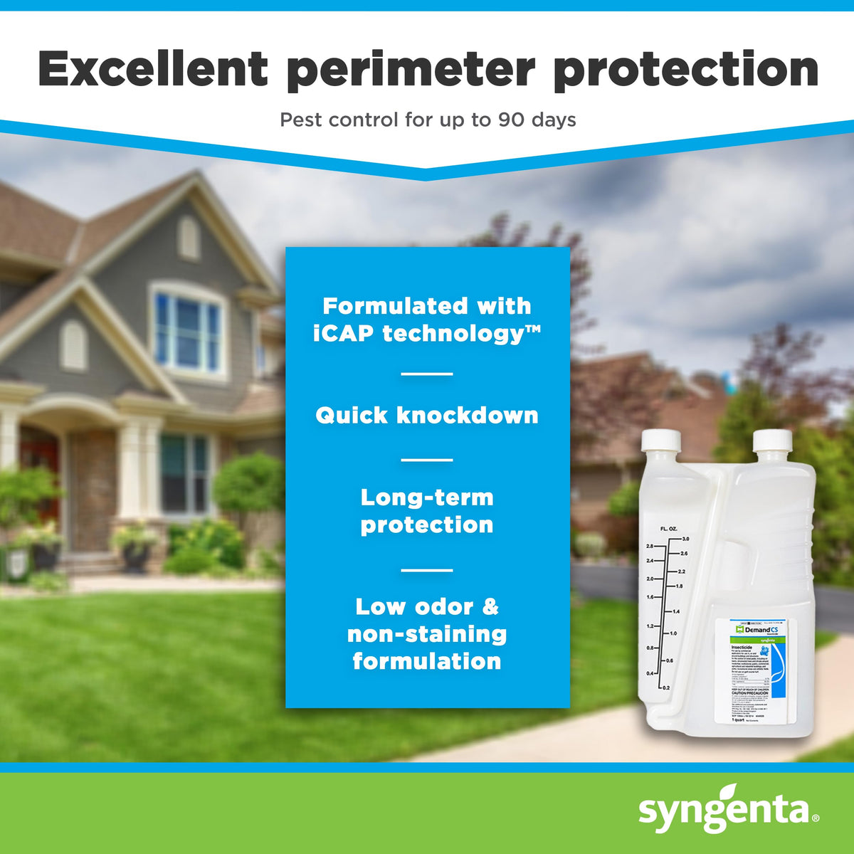 Syngenta Demand CS indoor-use spray for lasting pest control indoors.