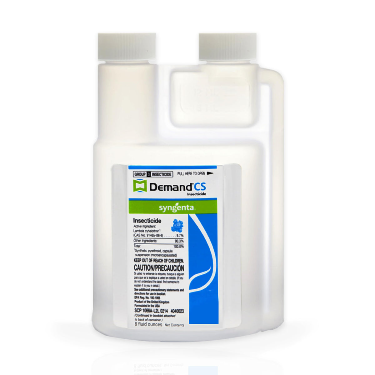 Syngenta Demand CS insecticide 8oz bottle ready for indoor and outdoor pest control.