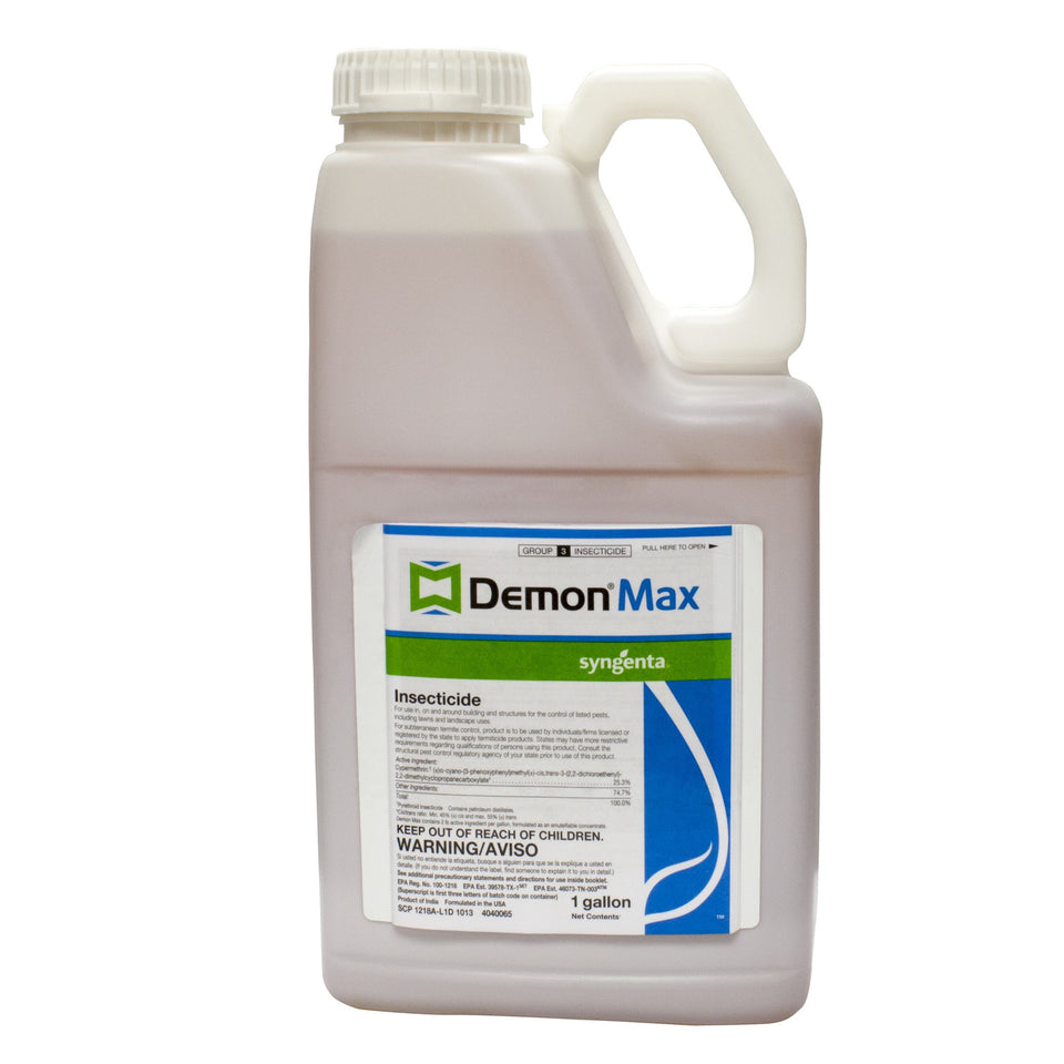 Syngenta Demon Max insecticide bottle for perimeter protection and long lasting pest control