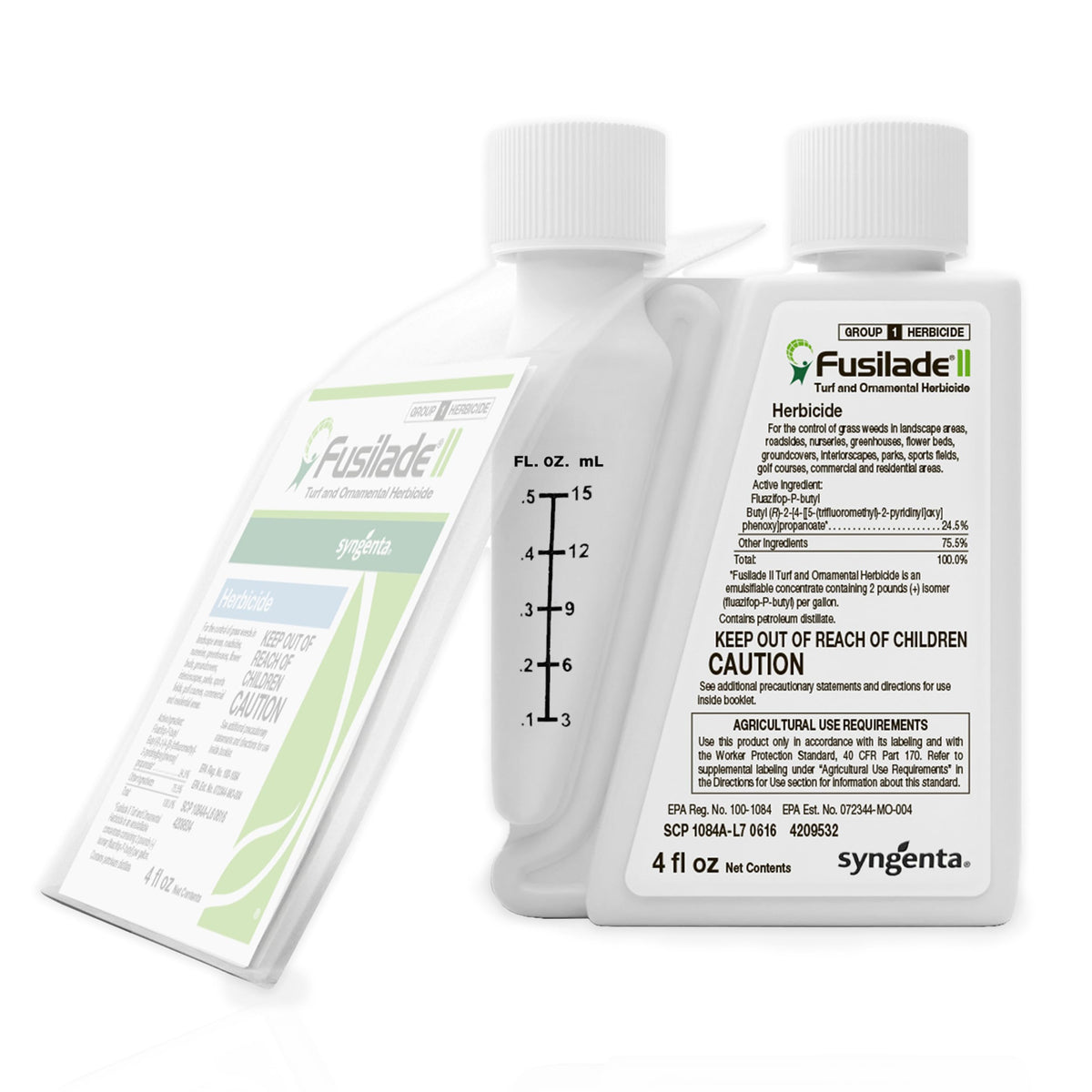 Syngenta Fusilade II bottle and label for precise turf weed control.