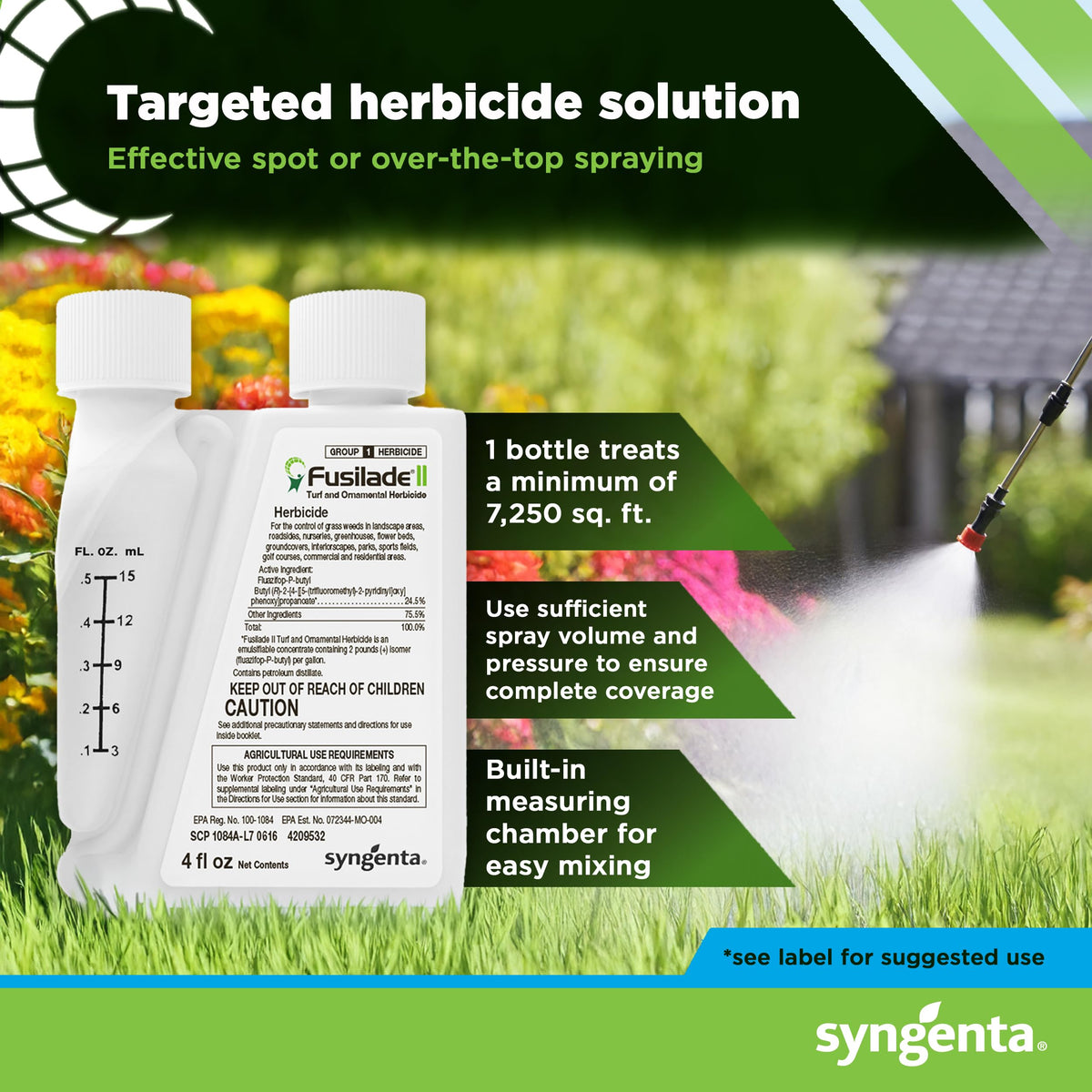 Syngenta Fusilade II ornamental spray protects shrubs while weed-killing.