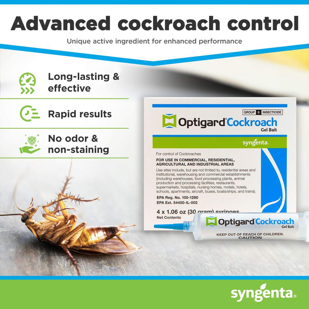 Syngenta Optigard Cockroach Gel in cracks and crevices, showing discreet, effective control.