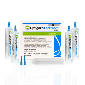 Syngenta Optigard Cockroach Gel tube and application demonstrating precise indoor placement for fast action.