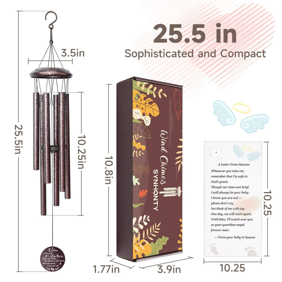 Synhonty thick aluminum tube wind chimes for durability in any season.