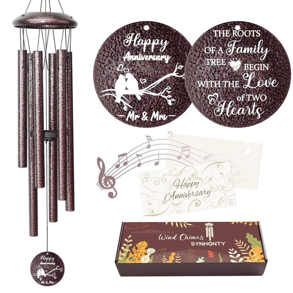Synhonty anniversary wind chimes with bronze texture for porch ambience.