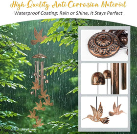 Synhonty hummingbird wind chimes indoors on a wall for calming ambience