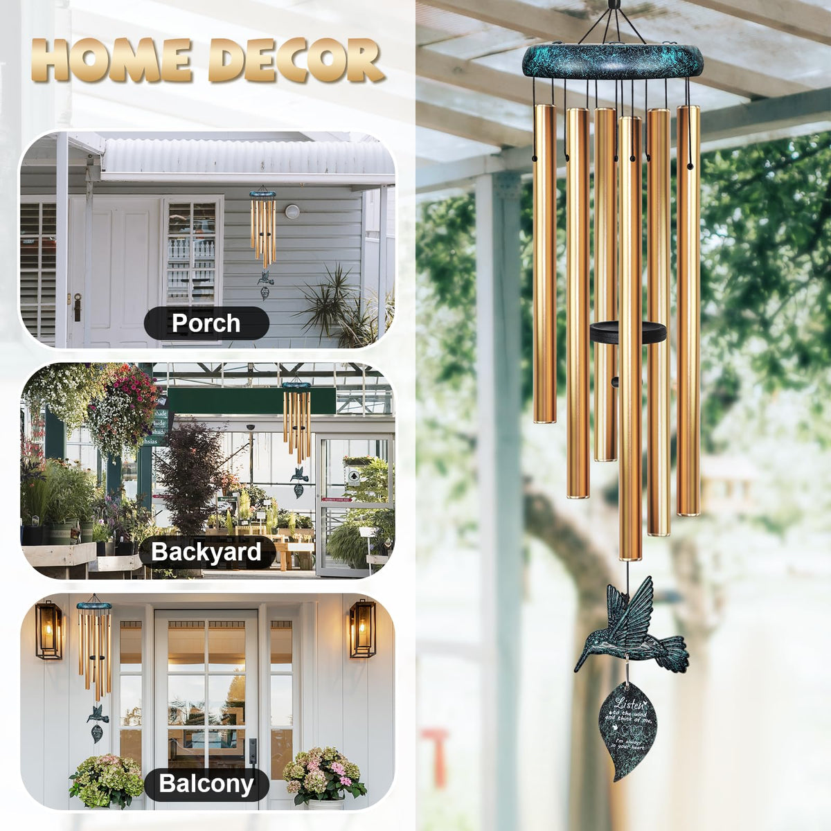Synhonty memorial wind chimes create thoughtful outdoor remembrance.