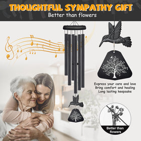 Synhonty Memorial Wind Chimes include a card for heartfelt condolences.