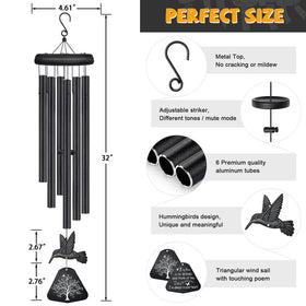 Synhonty wind chimes feature durable top, nylon rope, and aluminum tubes.