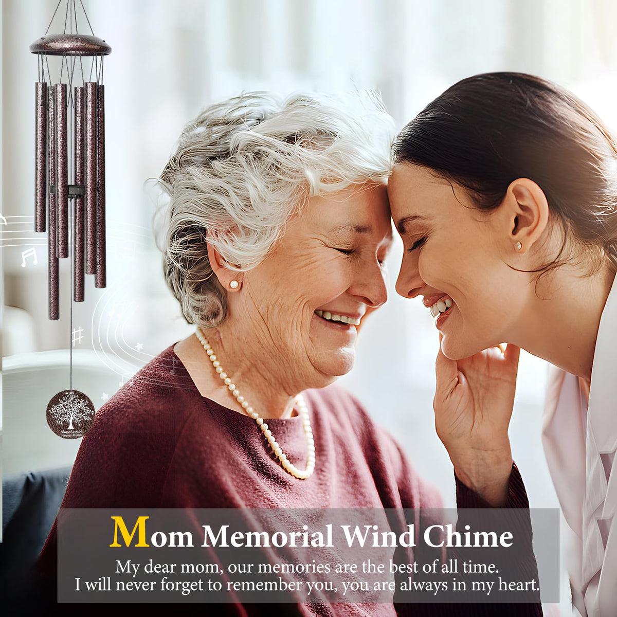 Synhonty memorial wind chimes sympathy card included for heartfelt remembrances.