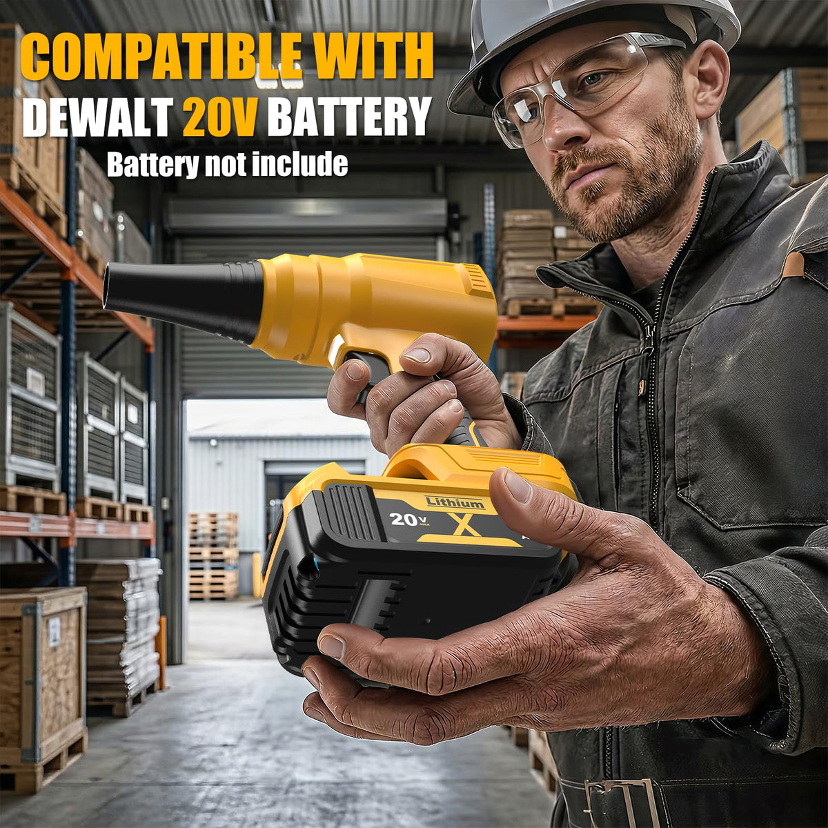 Synxiter LED-lit blower helps illuminate dark corners during cleaning.