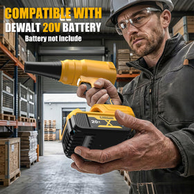 Synxiter LED-lit blower helps illuminate dark corners during cleaning.