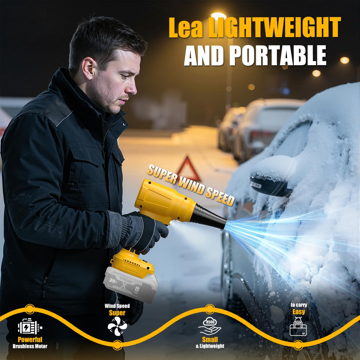 Synxiter lightweight portable blower reduces fatigue during extended cleaning sessions.