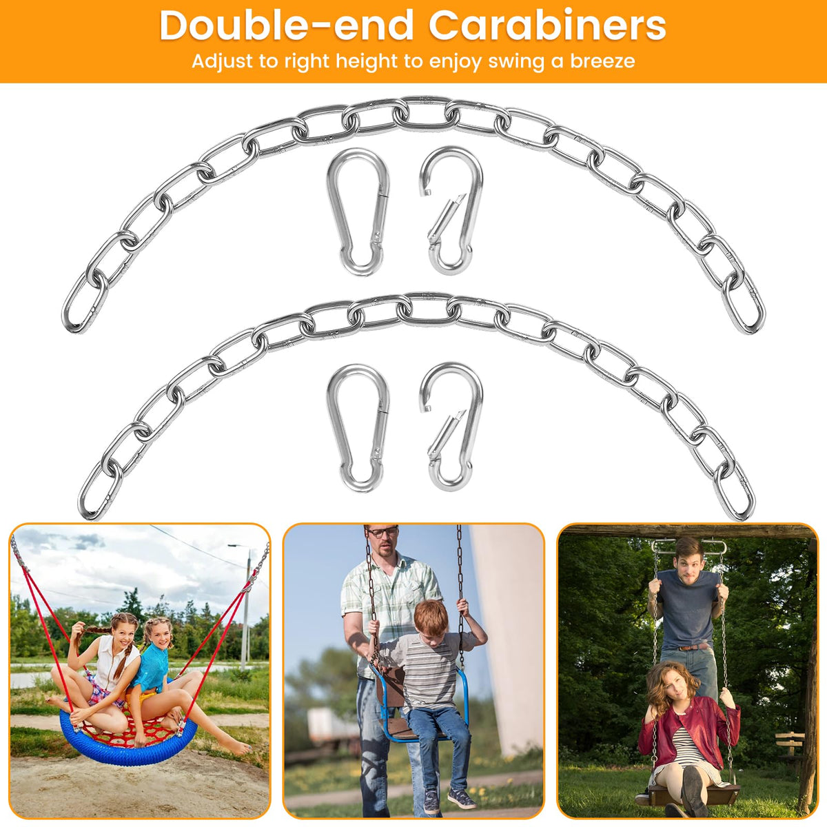 Syocsek five sixteenth inch carabiner end enables quick installation.
