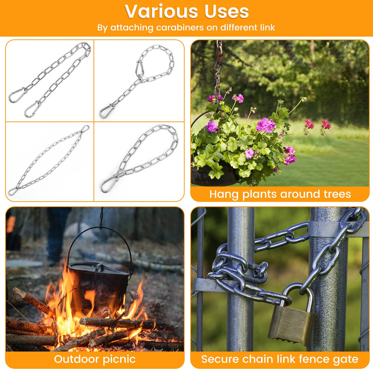 Syocsek multiuse outdoor chain extensions for bird feeders or plant baskets.