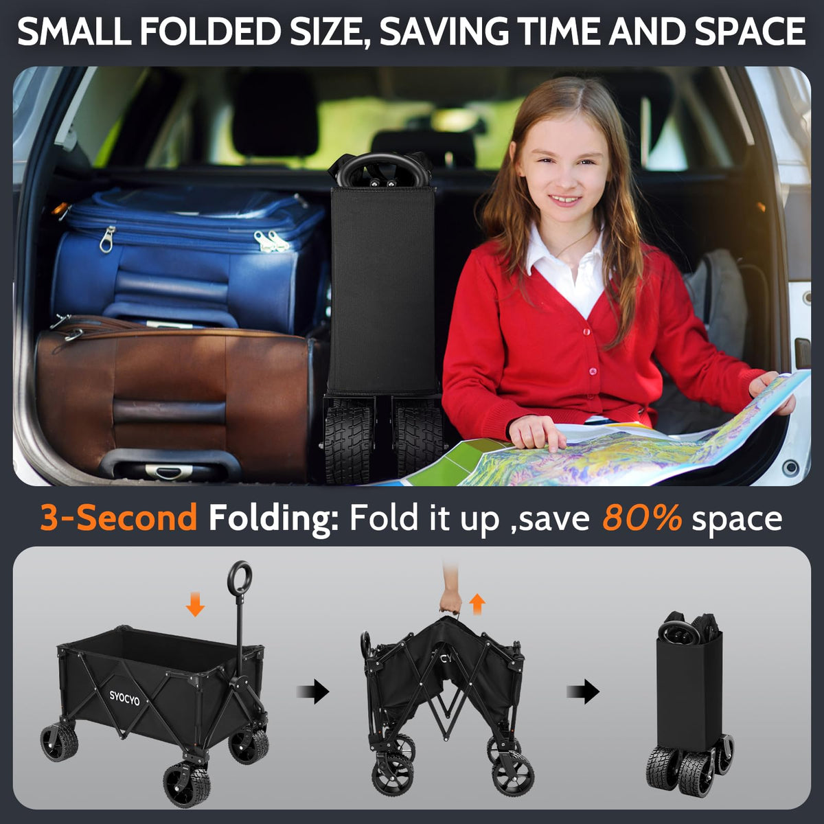 SYOCYO wagon ideal for groceries, camping, and beach trips.