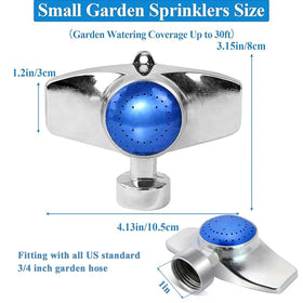 SYOOY sprinkler in garden setup showing circle-pattern spray for lawns