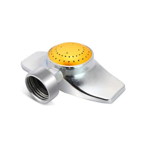 SYOOY 360-degree metal spot sprinkler demonstrates full-circle coverage for even lawn hydration.