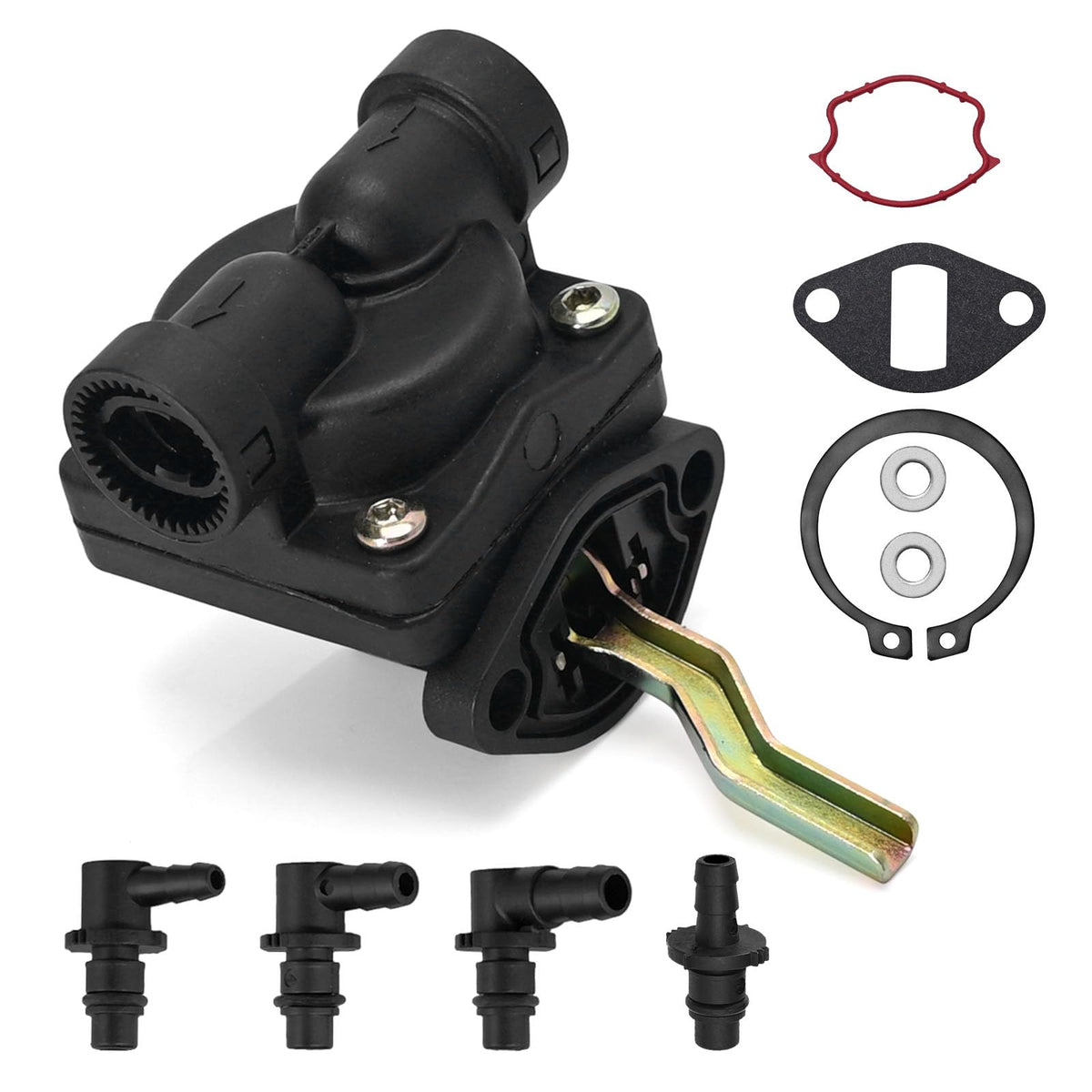 SYOWADA 4155905S fuel pump closeup showing rugged build for reliable lawn equipment.
