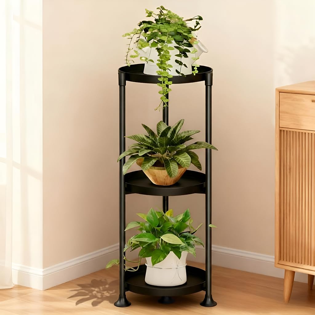 SYQ 3-tier plant stand with anti-slip pads keeps pots secure on any surface