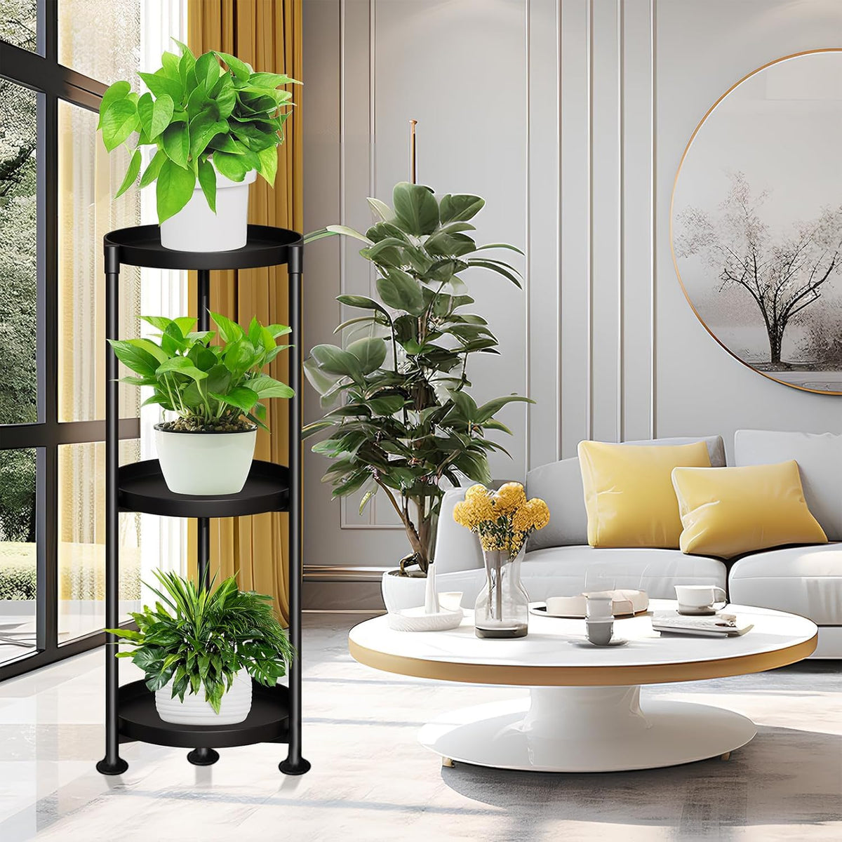 SYQ 3-tier plant stand outdoor balcony setup for patio or garden spaces