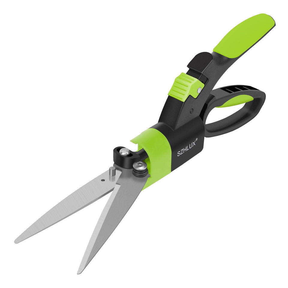 SZHLUX Grass Shears with 360 swivel for flexible trimming around beds.