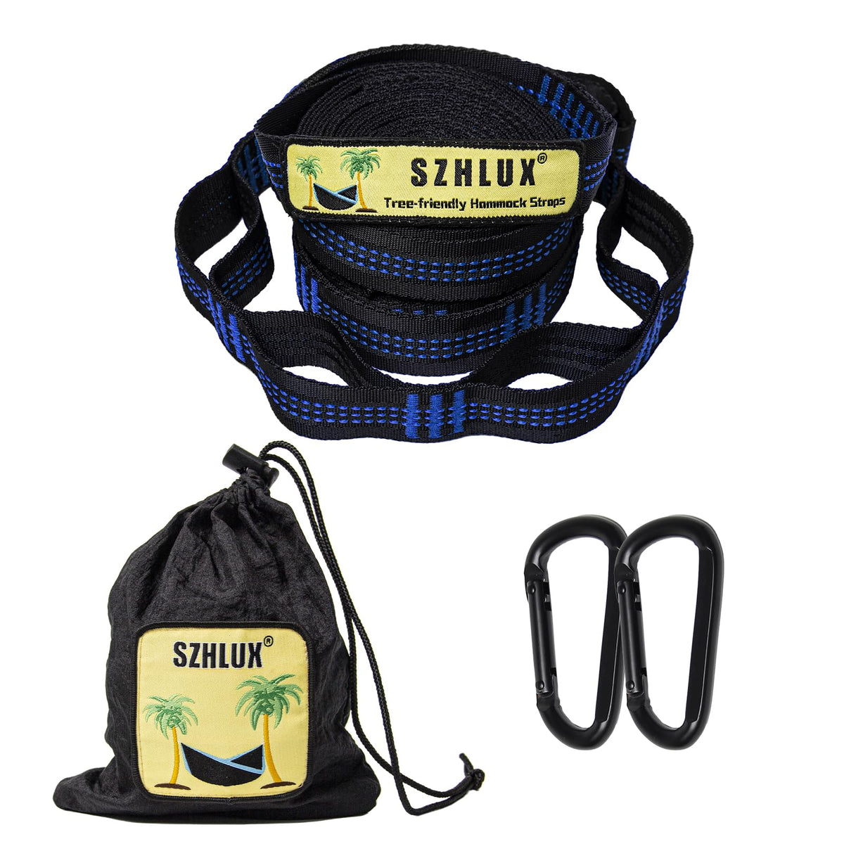 SZHLUX hammock straps tree attachment for quick setup and stability.