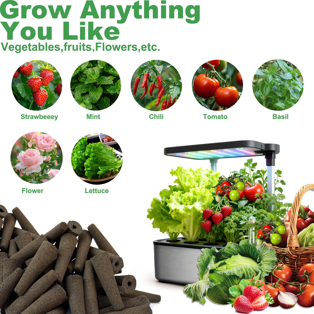 SZLJYLM Indoor hydroponic garden setup with soil-free growing