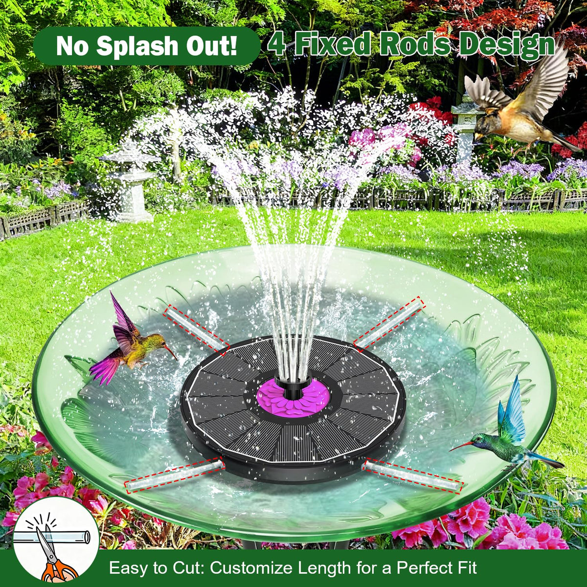 SZMP 3-second setup—no wires, solar powered fountain ready in direct sunlight.