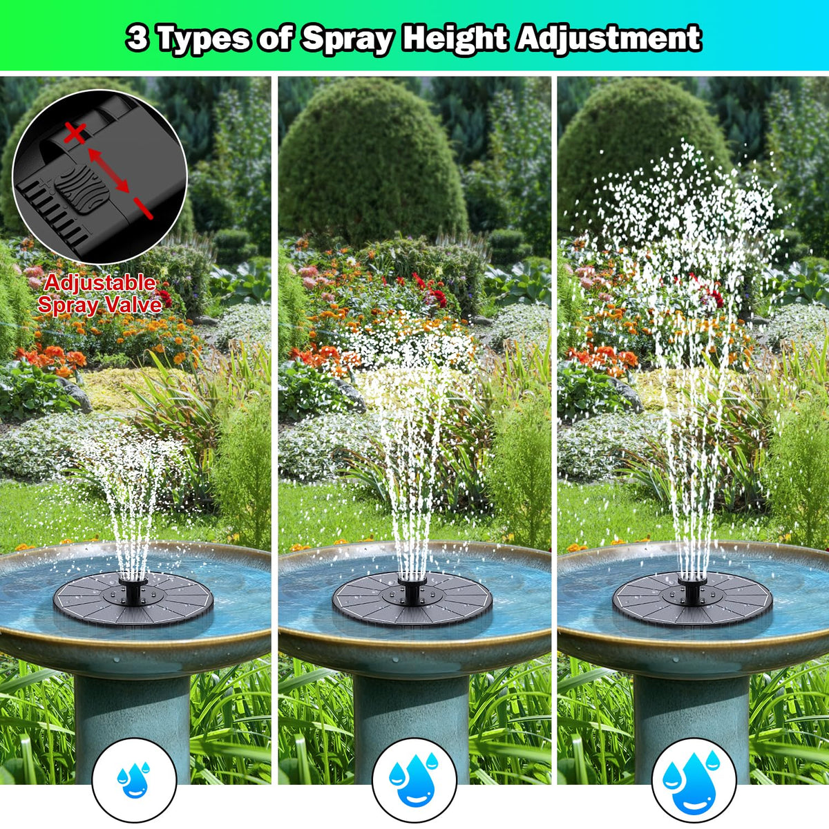 SZMP all-in-one solar fountain kit with built-in filter